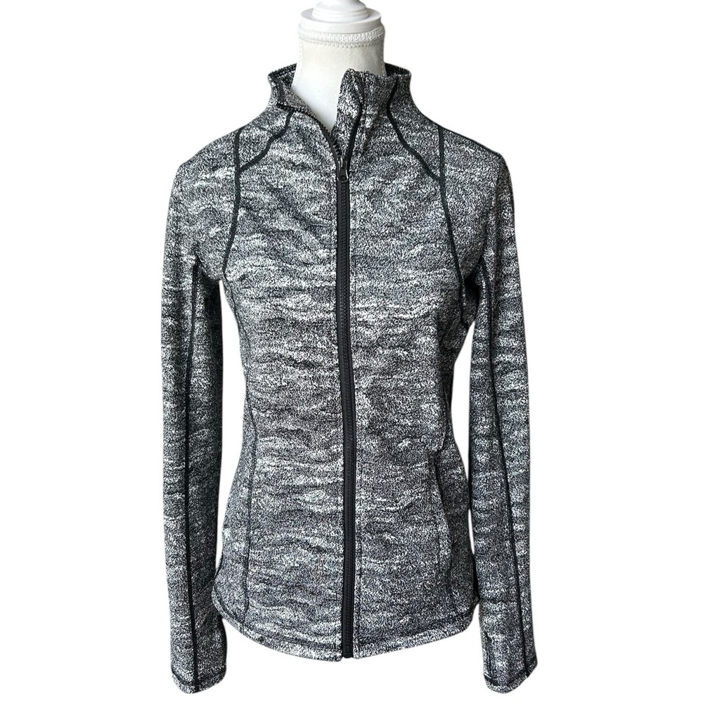 Kinesis Black & White Marled Athletic Full-Zip Jacket S